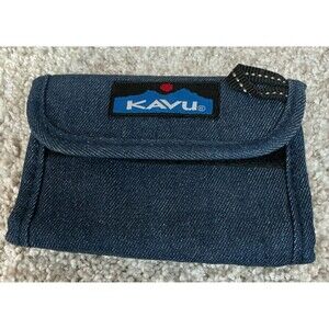KAVU Wally Wallet Tri-Fold Blue Jean Cotton Canvas EUC